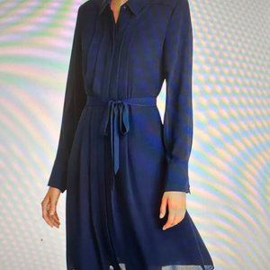 Nanette Lepore  Navy Belted Pintuck Shirtdress